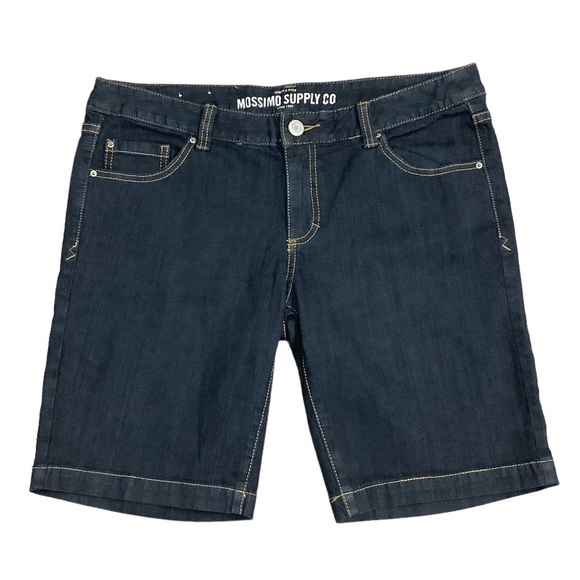 Junior's Mossimo 15 XL Dark Navy Blue Denim Jeans Bermuda Shorts Stretch New - Picture 2 of 5